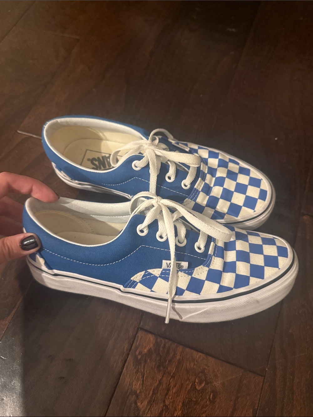 Vans Blue and White Checkerboard Lace-Up Sneakerse